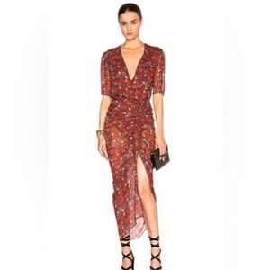 Veronica Beard Mariposa Silk Ruched Printed Dress